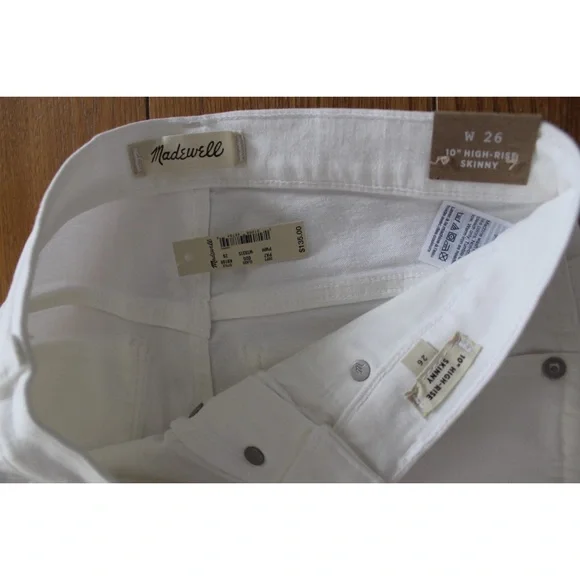 Madewell 10" High-Rise Skinny White Step-Hem Jeans NWT 26 2 - Picture 12 of 12